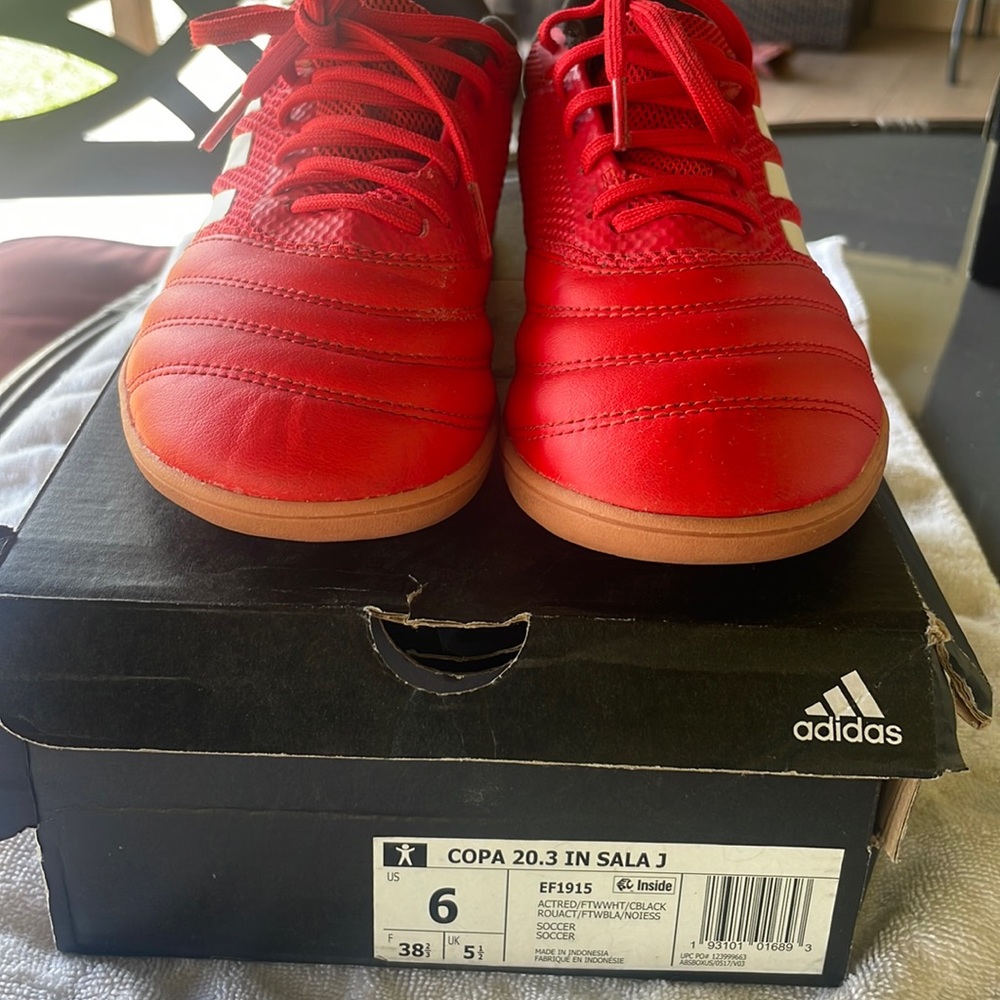 Indoor soccer shoes for boy.